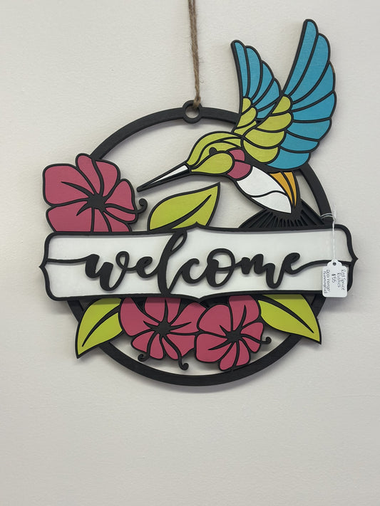 Welcome Hummingbird Sign