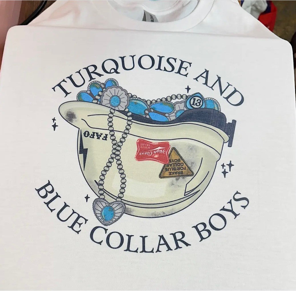 Turquoise and Blue Collar Boys T-Shirt