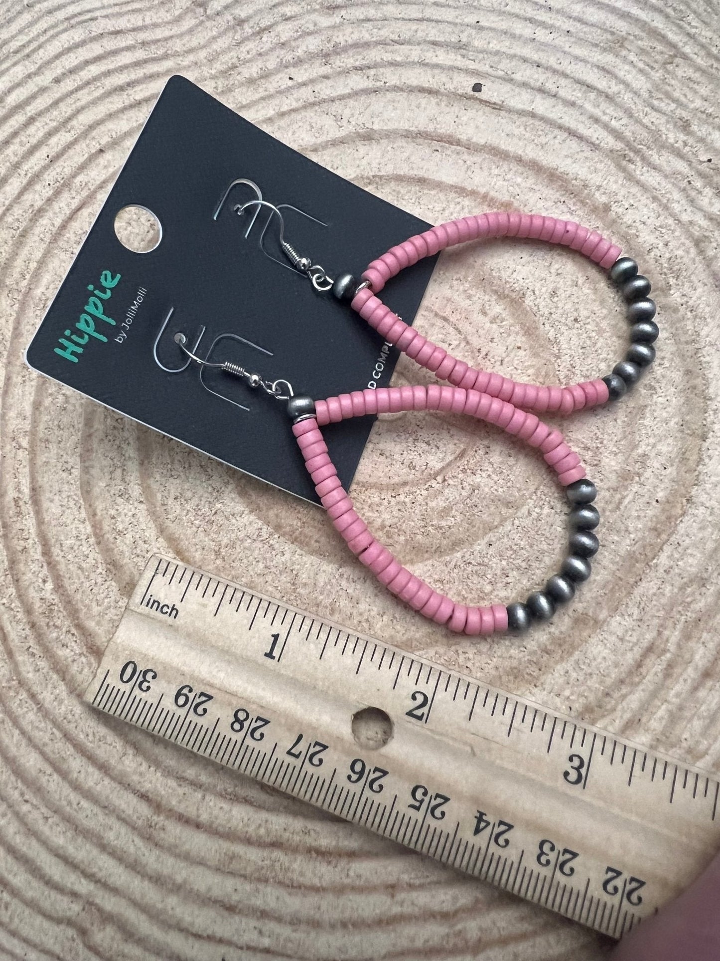 Western Teardrop Earrings with Pink Stones