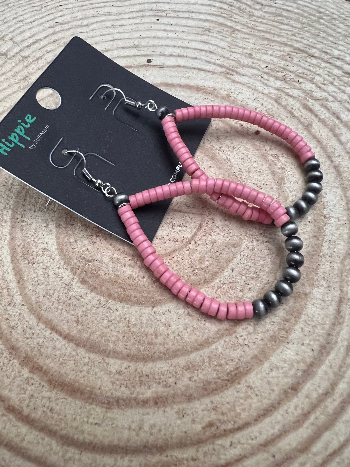 Western Teardrop Earrings with Pink Stones