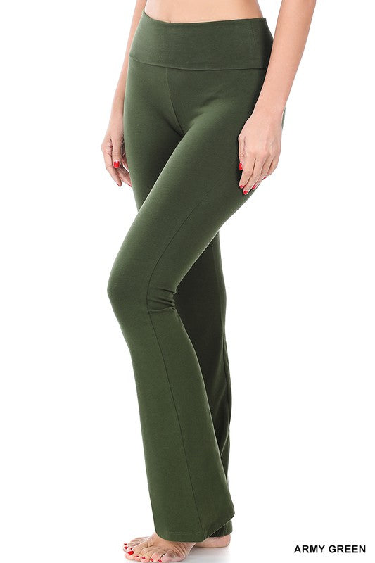Premium cotton fold over yoga flare pants (4 Colors)