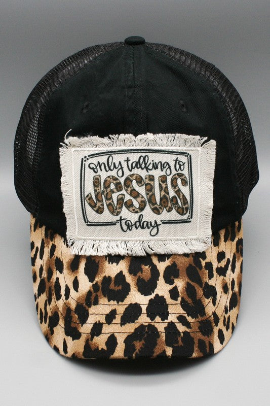 Leopard Only Talking To Jesus Patch Trucker Hat (8 Colors)