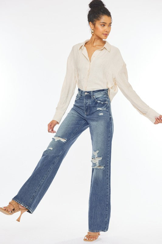 Kan Can-Ultra High Rise Distressed nineties Flare
