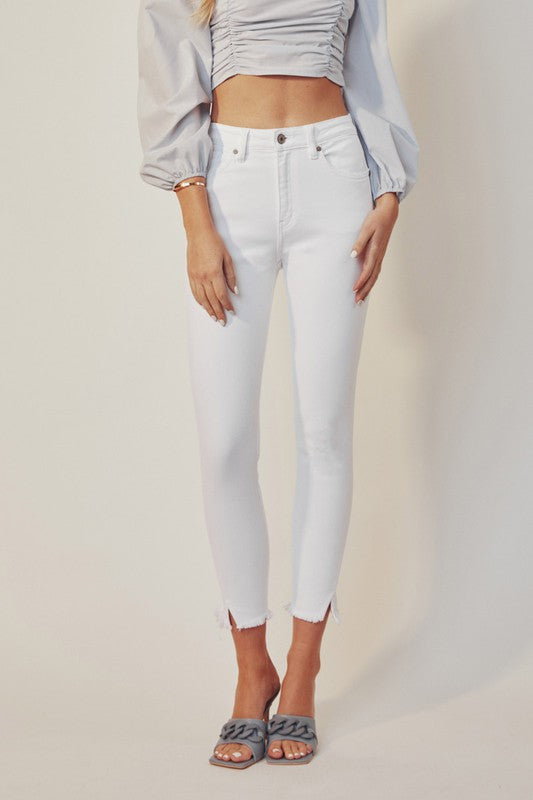 Kan Can-High Rise Ankle Skinny White Jeans