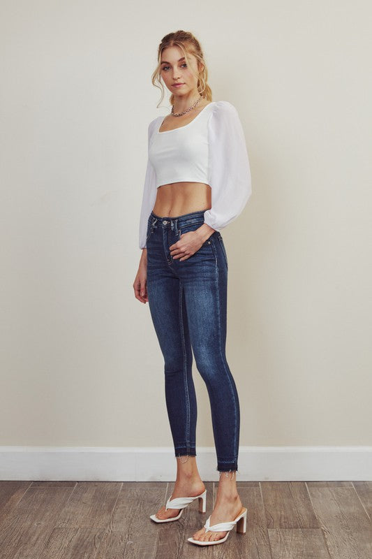 Kan Can-High rise ankle skinny jeans