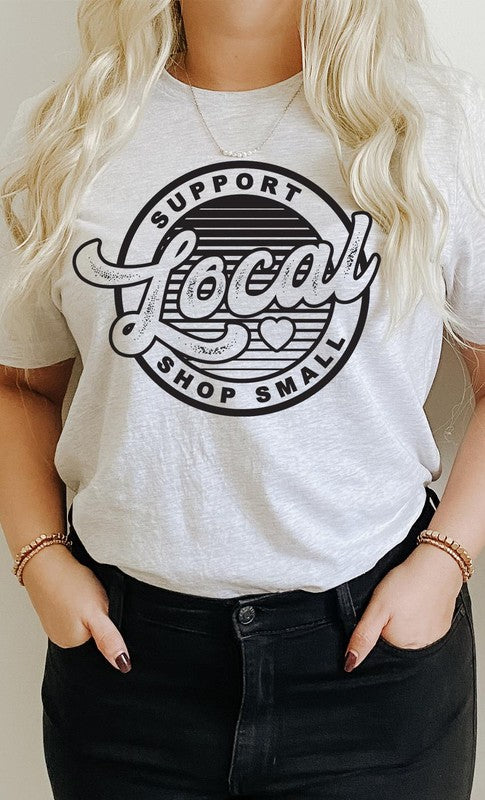Support Local Shop Small Heart Retro PLUS SIZE Tee (7 Colors)