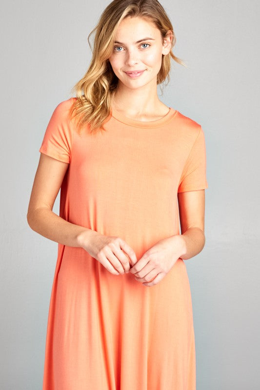 Solid Swing Short Sleeve Dress (12 Colors)