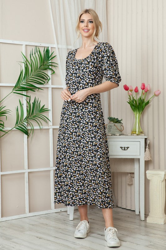 Floral Short Sleeve Maxi Dress (3 Colors)