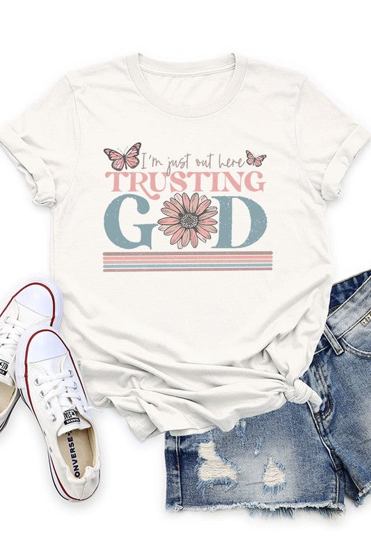 I'm Just Out Here Trusting God Short Sleeve Shirt (5 Colors)