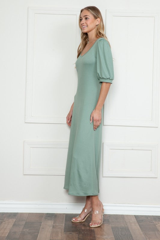 Plus Solid Short Sleeve Scoop Neck Dress (6 Colors)