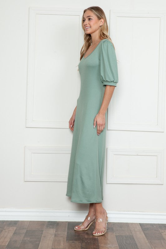 Solid Short Sleeve Scoop Neck Dress (6 colors)