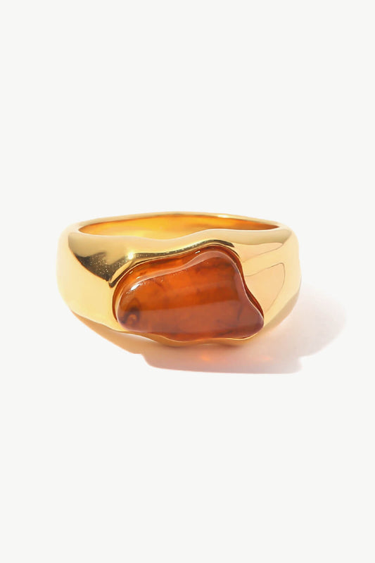 Inlaid Natural Stone Stainless Steel Ring (3 Colors)